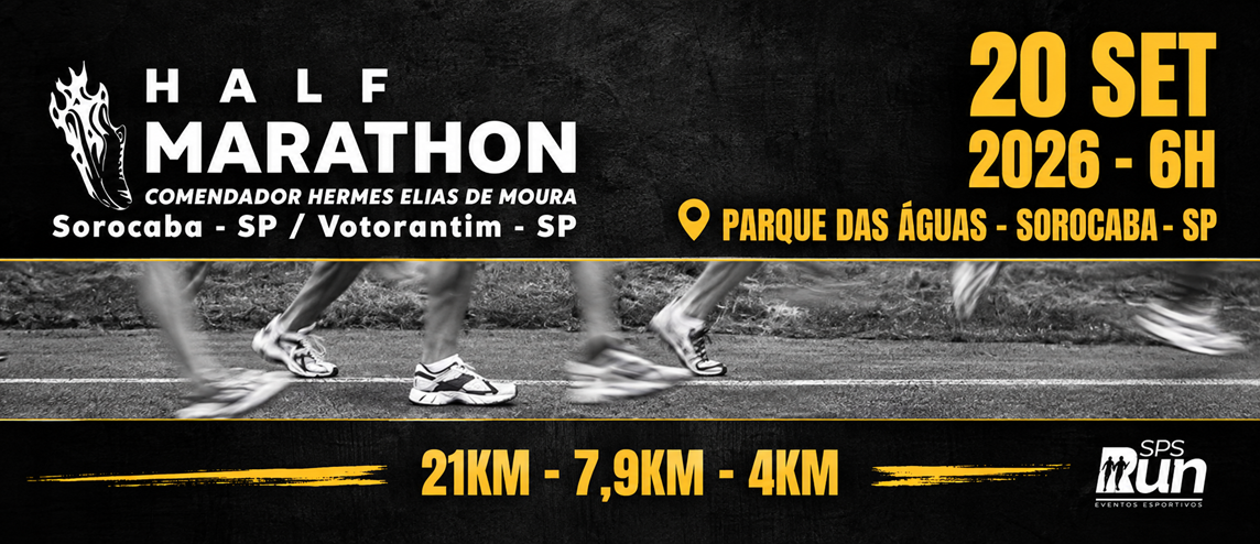 Banner HALF MARATHON Comendador HERMES ELIAS DE MOURA